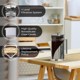 Cafe Du Chateau Stainless Steel French Press Coffee Maker - 34oz Versa