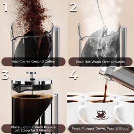 Cafe Du Chateau Stainless Steel French Press Coffee Maker - 34oz Versa