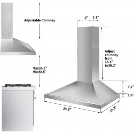 Wall Mount Range Hood 30 inch with Ducted/Ductless Convertible Duct, S