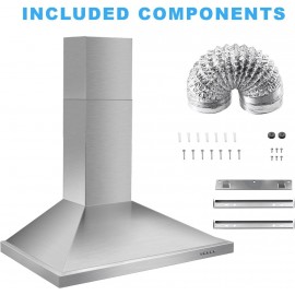 Wall Mount Range Hood 30 inch with Ducted/Ductless Convertible Duct, S