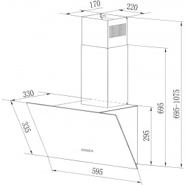 CIARRA CBCB6725 Angled Cooker Hood 60cm with CBCF002X2 Carbon Filters