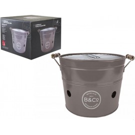 BBQ Barbecue Outdoor Eating - Grey 33cm Portable Charcoal Bucket with