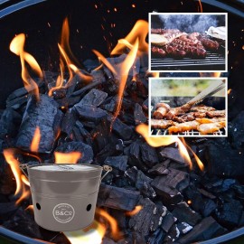 BBQ Barbecue Outdoor Eating - Grey 33cm Portable Charcoal Bucket with