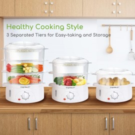 Aigostar 3 Tier Food Steamer, Electric Vegetable Steamer with BPA Free