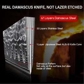 SHAN ZU Damascus Knife Set 3 PCS, Japanese Super Steel Damascus Kitche