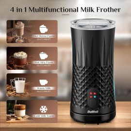Dallfoll 4-in-1 Automatic Milk Frother, Electric Milk Steamer, Hot and