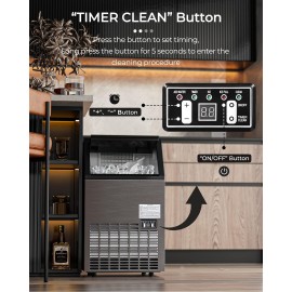 COSTWAY Commercial Ice Maker Machine, 50kg/24H tainless Steel Ice Cube