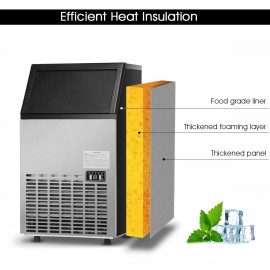 COSTWAY Commercial Ice Maker Machine, 50kg/24H tainless Steel Ice Cube