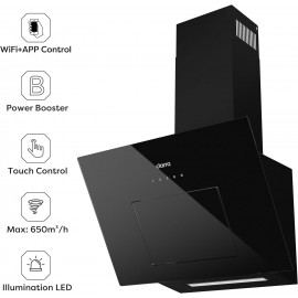 CIARRA Angled Cooker Hood 60cm CBCB6736M 650m³/h Recirculating Ducting
