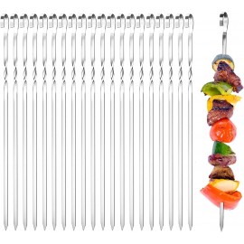 Jsdoin Kebab Skewers 20PCS Stainless Steel BBQ Grilling Skewers 38cm R