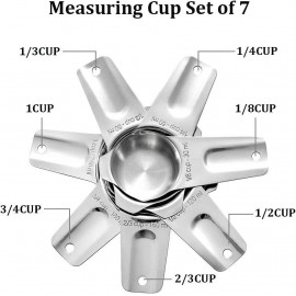 Measuring Cups Stainless Steel 7 Piece Stackable Set for Dry or Liquid