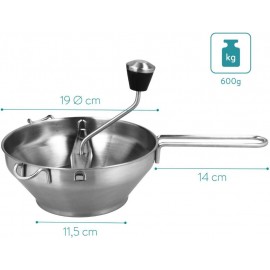 Navaris Food Mill - 19cm Stainless Steel Rotary Food Mill Sieve Grater