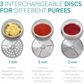 Navaris Food Mill - 19cm Stainless Steel Rotary Food Mill Sieve Grater