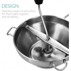 Navaris Food Mill - 19cm Stainless Steel Rotary Food Mill Sieve Grater