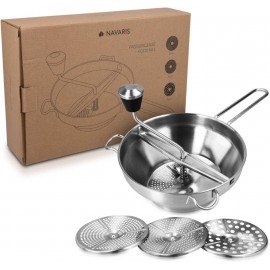 Navaris Food Mill - 19cm Stainless Steel Rotary Food Mill Sieve Grater