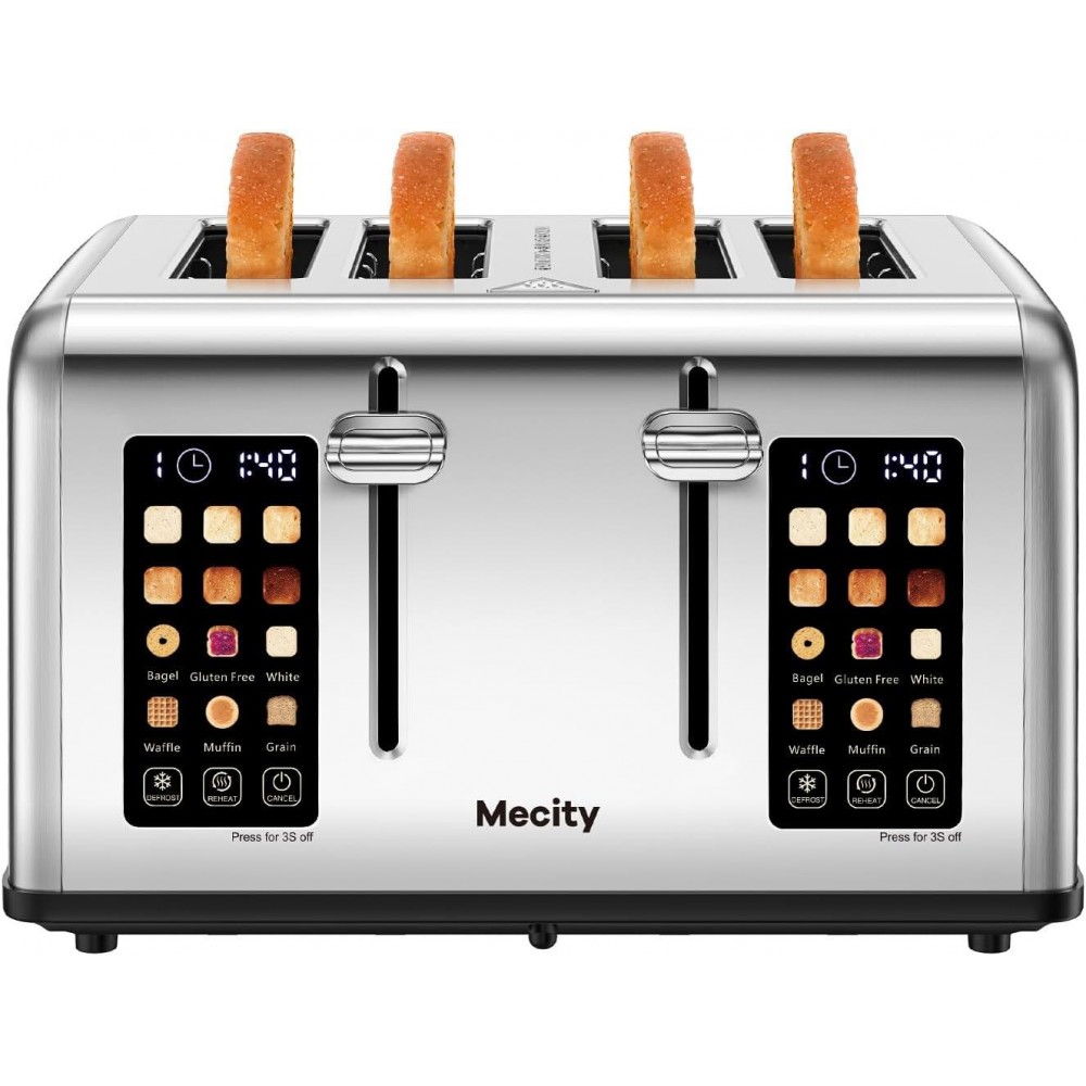 Mecity 4 Slice Toaster Touch Screen Control 4 Wide Slot, Stainless Ste