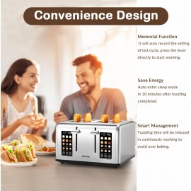Mecity 4 Slice Toaster Touch Screen Control 4 Wide Slot, Stainless Ste
