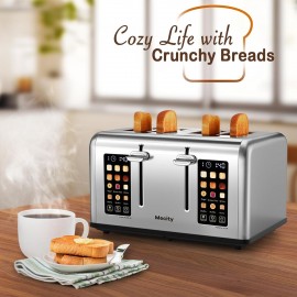 Mecity 4 Slice Toaster Touch Screen Control 4 Wide Slot, Stainless Ste