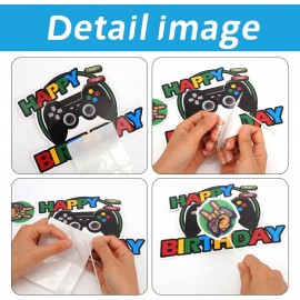 Video Game Theme Cake Toppers - 13 Pieces Game Cake Decorations Happy