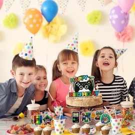 Video Game Theme Cake Toppers - 13 Pieces Game Cake Decorations Happy