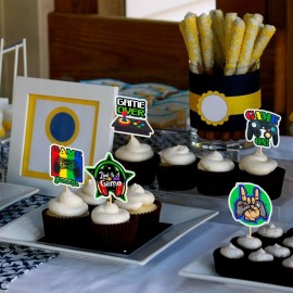 Video Game Theme Cake Toppers - 13 Pieces Game Cake Decorations Happy