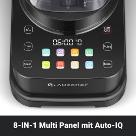 AMZCHEF Blender with Color Screen LED Control Panel, Dark Black