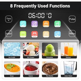 AMZCHEF Blender with Color Screen LED Control Panel, Dark Black