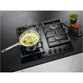 AEG HKB64450NB FlameLight Gas Hob, 4 Burners, 59cm, Gas-on-Glass Cookt