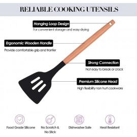 FIOUSY Kitchen Utensil Set, 12 PCS Silicone Cooking Utensils Set with