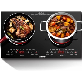 Karinear Double Ceramic Hob, Plug in 2 Zone Electric Ceramic Hob with