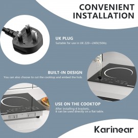 Karinear Double Ceramic Hob, Plug in 2 Zone Electric Ceramic Hob with