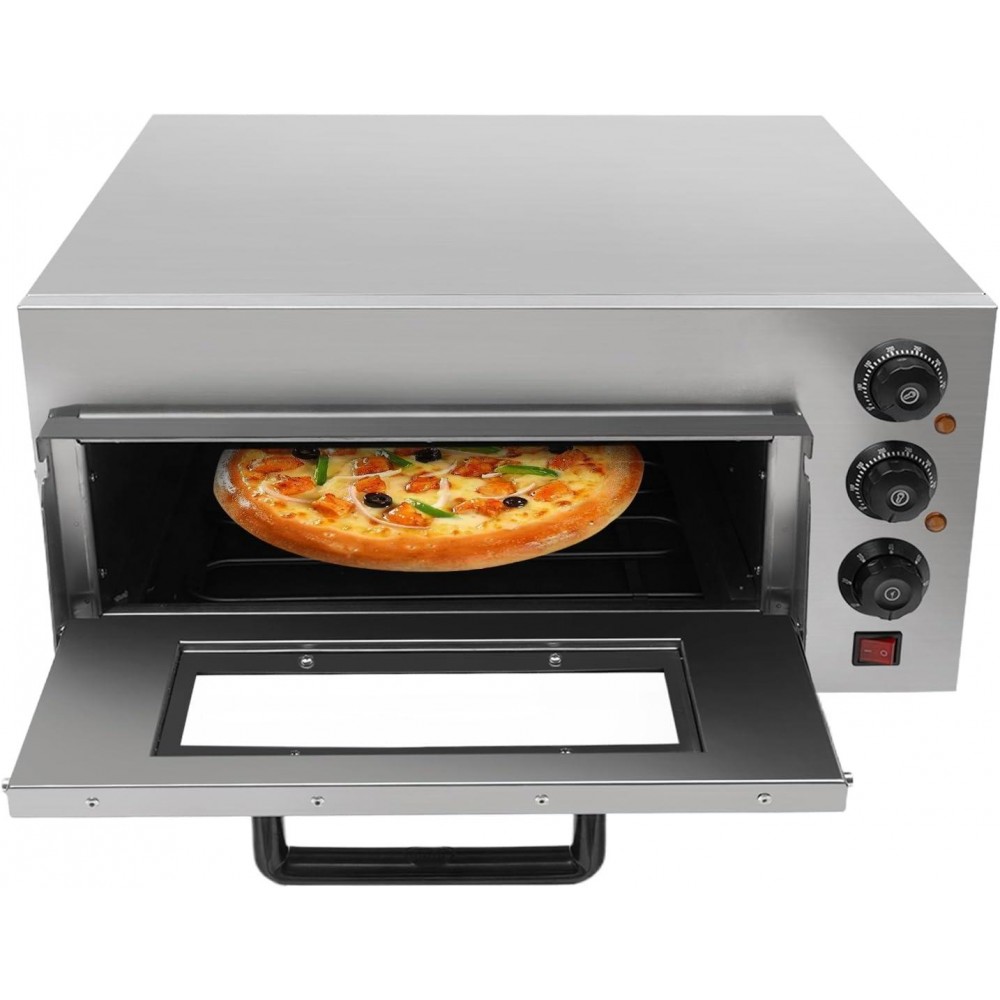 ROMYIX 2000W Electric Pizza Oven, 1 Chamber Commercial Stainless Steel