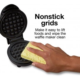 Proctor Silex Mini Waffle Maker Machine with 4” Round Non-stick Grids,