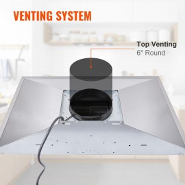 VEVOR TD1775Y-AC-I1 Wall Mount Range Hood Ducted Kitchen Stove Vent, S