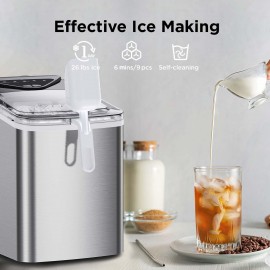 Silonn Countertop Ice Maker, 9 Ice Cubes in 6 Mins, 26 Lbs in 24 Hrs,