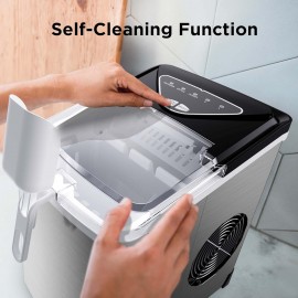 Silonn Countertop Ice Maker, 9 Ice Cubes in 6 Mins, 26 Lbs in 24 Hrs,