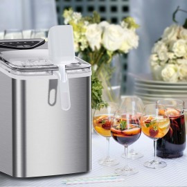 Silonn Countertop Ice Maker, 9 Ice Cubes in 6 Mins, 26 Lbs in 24 Hrs,
