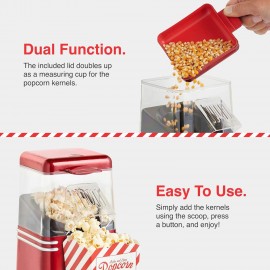 VonShef Popcorn Machine Retro – 1200W Popcorn Maker with Hot Air Circu