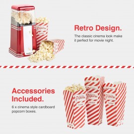 VonShef Popcorn Machine Retro – 1200W Popcorn Maker with Hot Air Circu