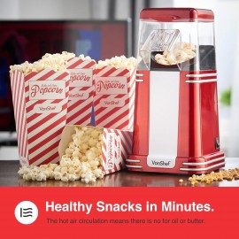 VonShef Popcorn Machine Retro – 1200W Popcorn Maker with Hot Air Circu