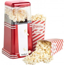 VonShef Popcorn Machine Retro – 1200W Popcorn Maker with Hot Air Circu