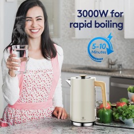 Stainless Steel Rapid Boil Kettle, 3KW, White Wood Effect, Free Limesc