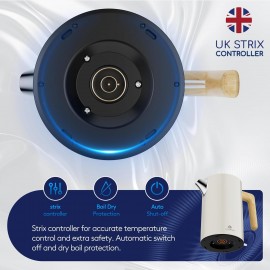 Stainless Steel Rapid Boil Kettle, 3KW, White Wood Effect, Free Limesc