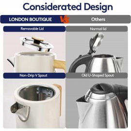 Stainless Steel Rapid Boil Kettle, 3KW, White Wood Effect, Free Limesc