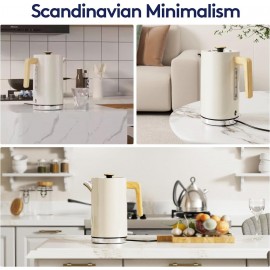 Stainless Steel Rapid Boil Kettle, 3KW, White Wood Effect, Free Limesc