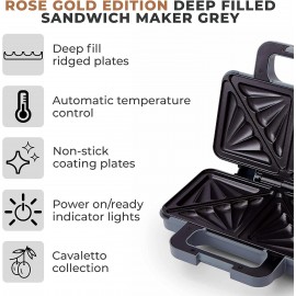 Tower T27036RGG Cavaletto Sandwich Maker with Deep Fill Ridge Plates,
