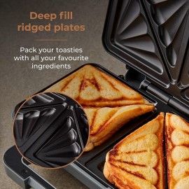 Tower T27036RGG Cavaletto Sandwich Maker with Deep Fill Ridge Plates,