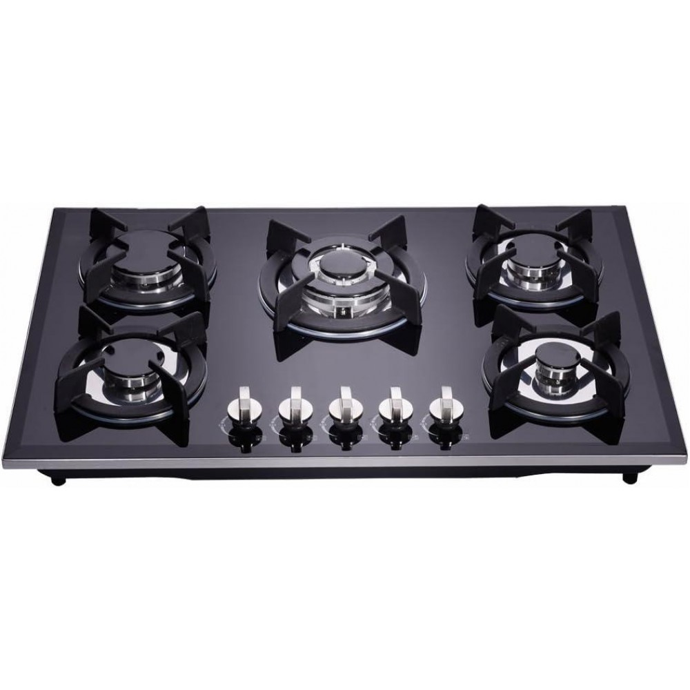 30 inch Gas Cooktops Dual Fuel Sealed 5 Burners Drop-In Tempered Glass