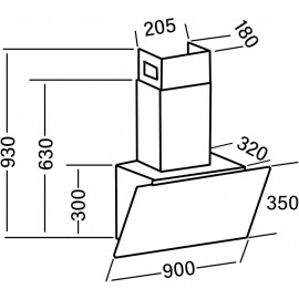 SIA TAG90BL 90cm Black Angled Touch Control Cooker Hood Extractor & 3m