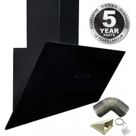 SIA TAG90BL 90cm Black Angled Touch Control Cooker Hood Extractor & 3m